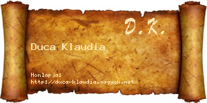 Duca Klaudia névjegykártya